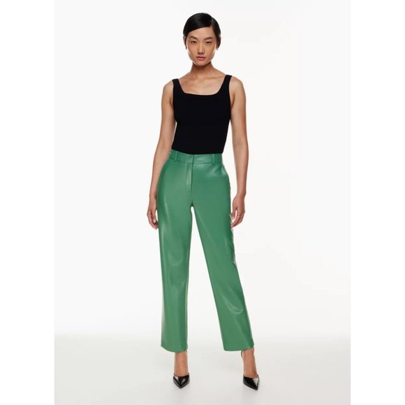 Aritzia Babaton Command Pant High Rise Straight Leg Trousers Faux Leather Disco - Picture 9 of 10